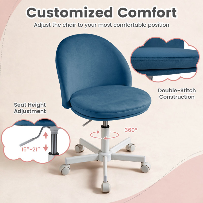Latitude Run® Velvet Task Chair, Blue