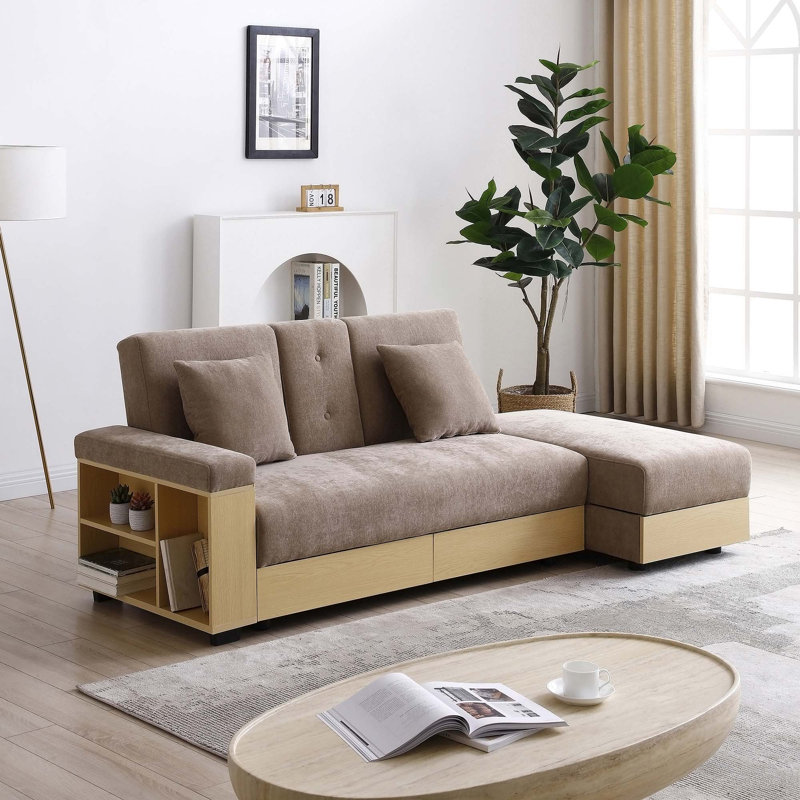 Canapé convertible multifonctionnel avec rangement polyvalent et caractéristiques pratiques