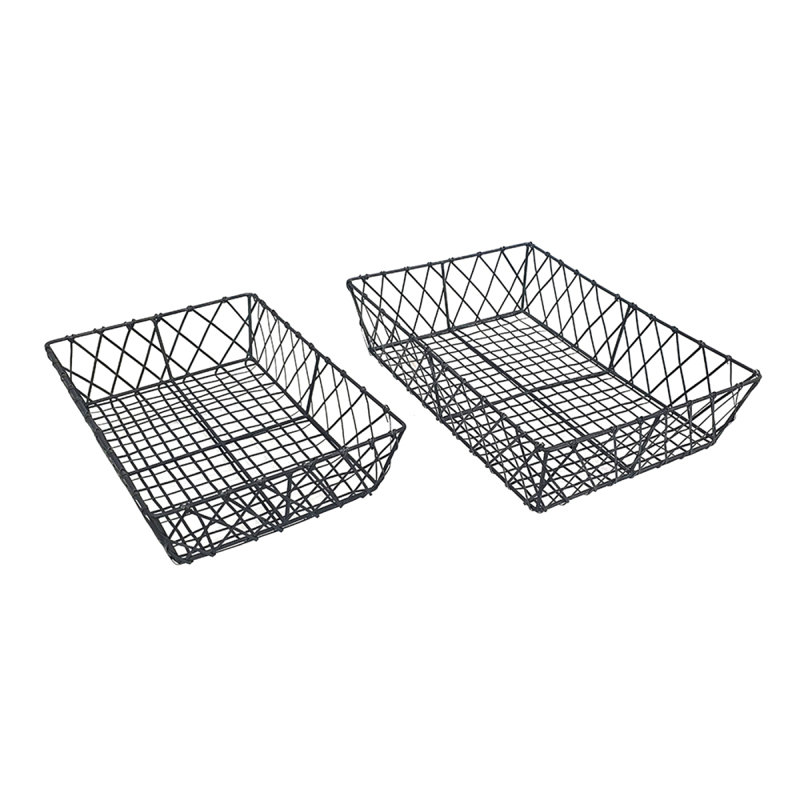 S/2 Rectangular Iron Trays,Black