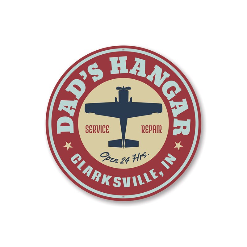 Panneau en aluminium «Dad's Hangar City State», H 12 po x l 12 po x P 0,04 po