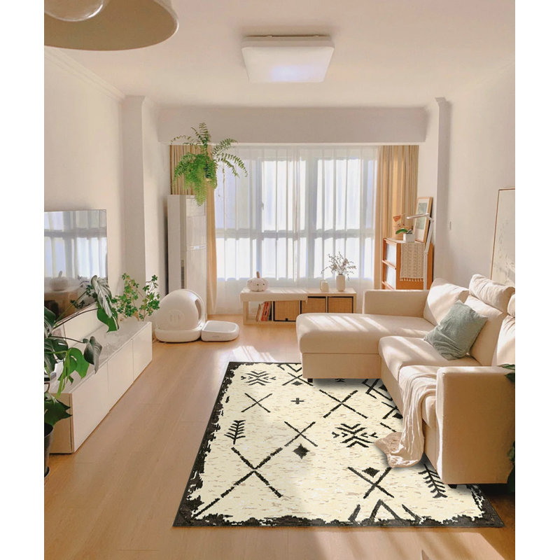 Tapis à poils courts, lavable à la machine, pliable, Rectangulaire 9 pi x 6 pi