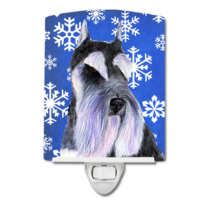 Éclairage pour nuit en céramique schnauzer winter
