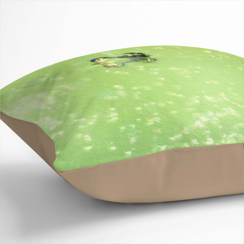 Peeping Frog Cushion with Filling, 40cm H x 40cm W x 15cm D, Stone