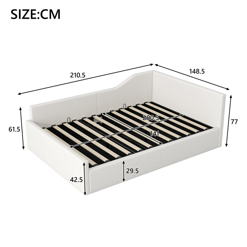 Daybed 140x200 cm with Hydraulic Storage, Beige