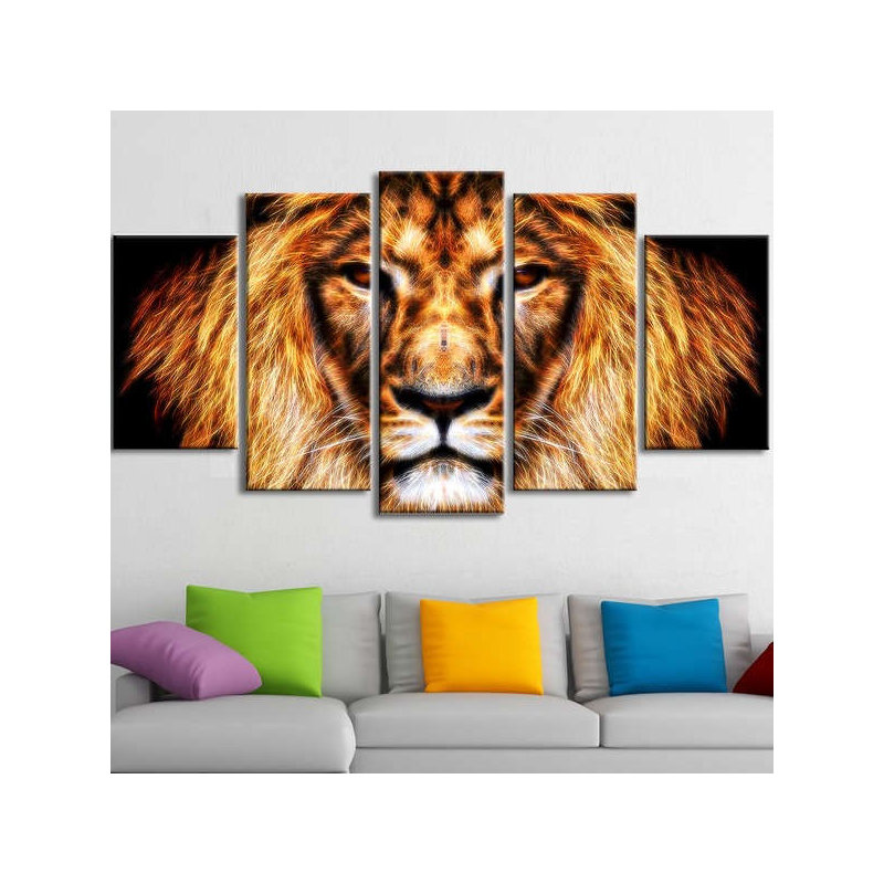 Animal lion, ensemble de 5 impressions sur toile Hear Hear Roar