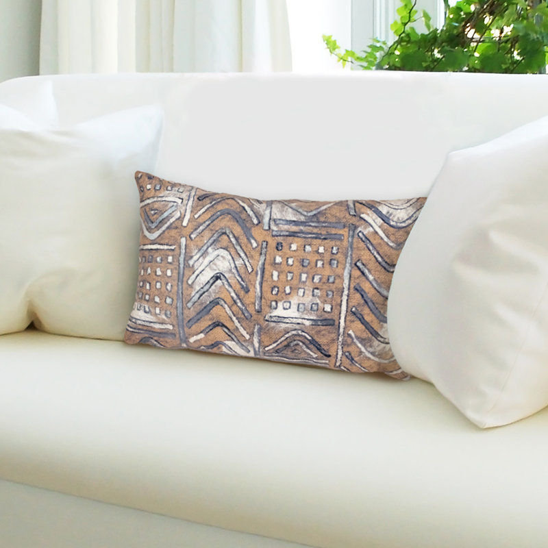 Geometric Outdoor Reversible Throw Pillow, Indigo