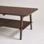 Table basse Mid-Century rectangulaire en bois avec tablette de rangement, brun noyer, parfaite pour un décor moderne et nordique