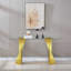 Console en verre trempé avec base en acier inoxydable à finition miroir-103373513