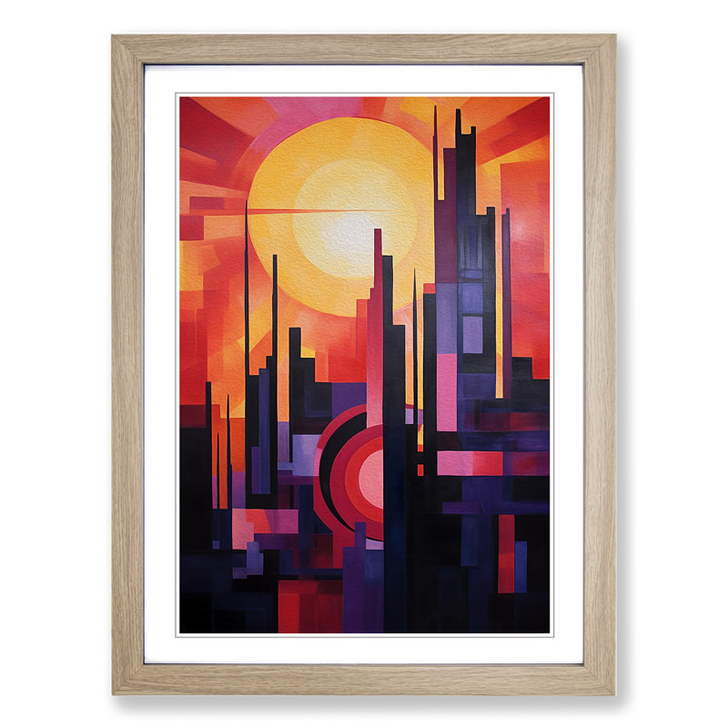 Single Picture Frame Print on Wood, 46cm H x 34cm W, Oak Framed