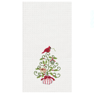 Serviette de cuisine Holiday Garden Cardinal Waffle Weave
