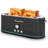 Premium 4-Slice Toaster with 7 Browning Settings, 1400W Stainless Steel Anti-Fingerprint Housing, Sleek Black Finish