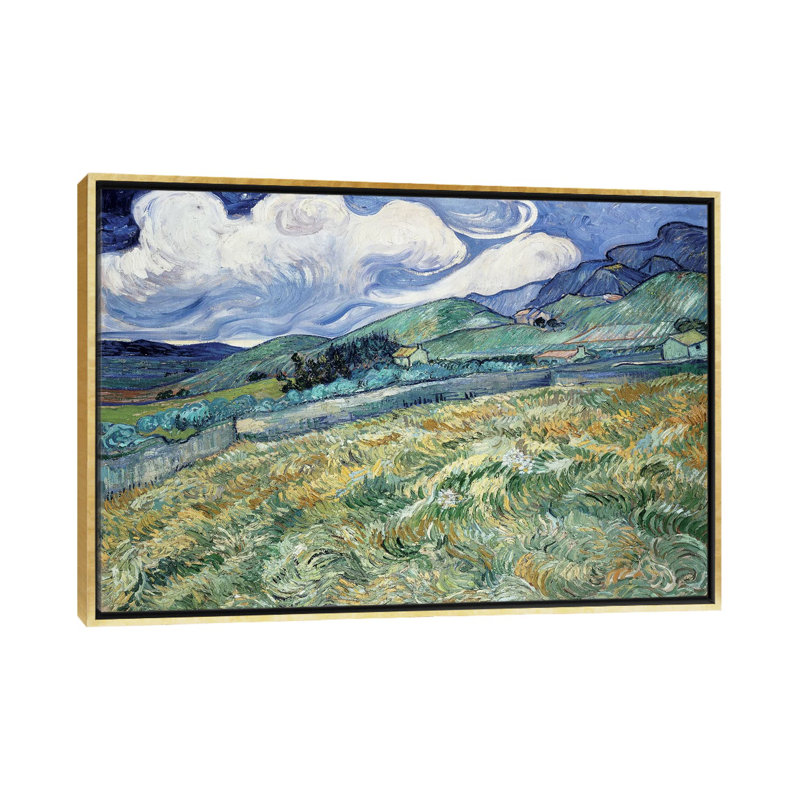 Paysage à Saint-Remy par Vincent Van Gogh - reproduction d'art, H 40 po x l 60 po x 1,5 po, Toile encadrée d'or