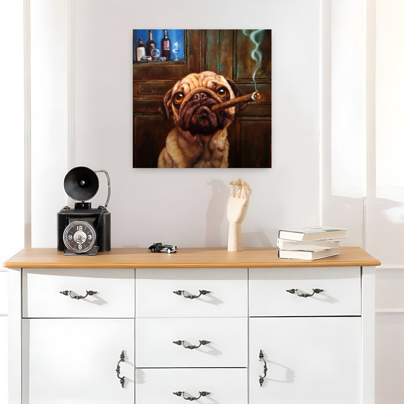 Uptown Pug Contemporary Dog Urban Art, 18" H x 18" W