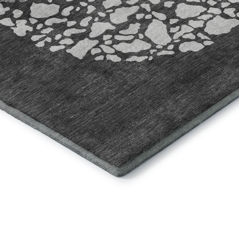 Premium Machine Washable Cerrito Charcoal Rug, Rectangle 10' x 14'