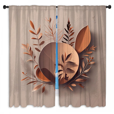 Leaves Window Curtains Nature Sheer & Room Darkening - 2 Panels