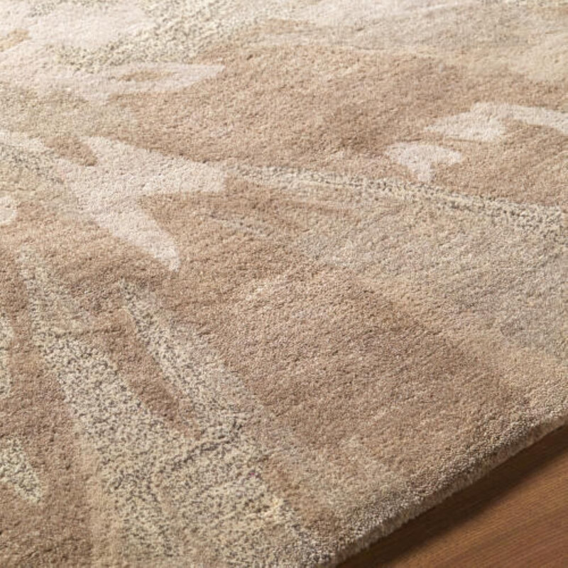 Tapis oriental en laine gris clair touffeté à la main Elsberry, Carré 8 pi