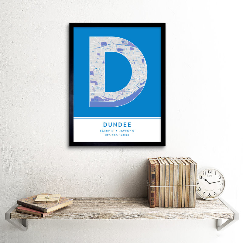 Dundee City Map Dundee Blue - Single Picture Frame Typography