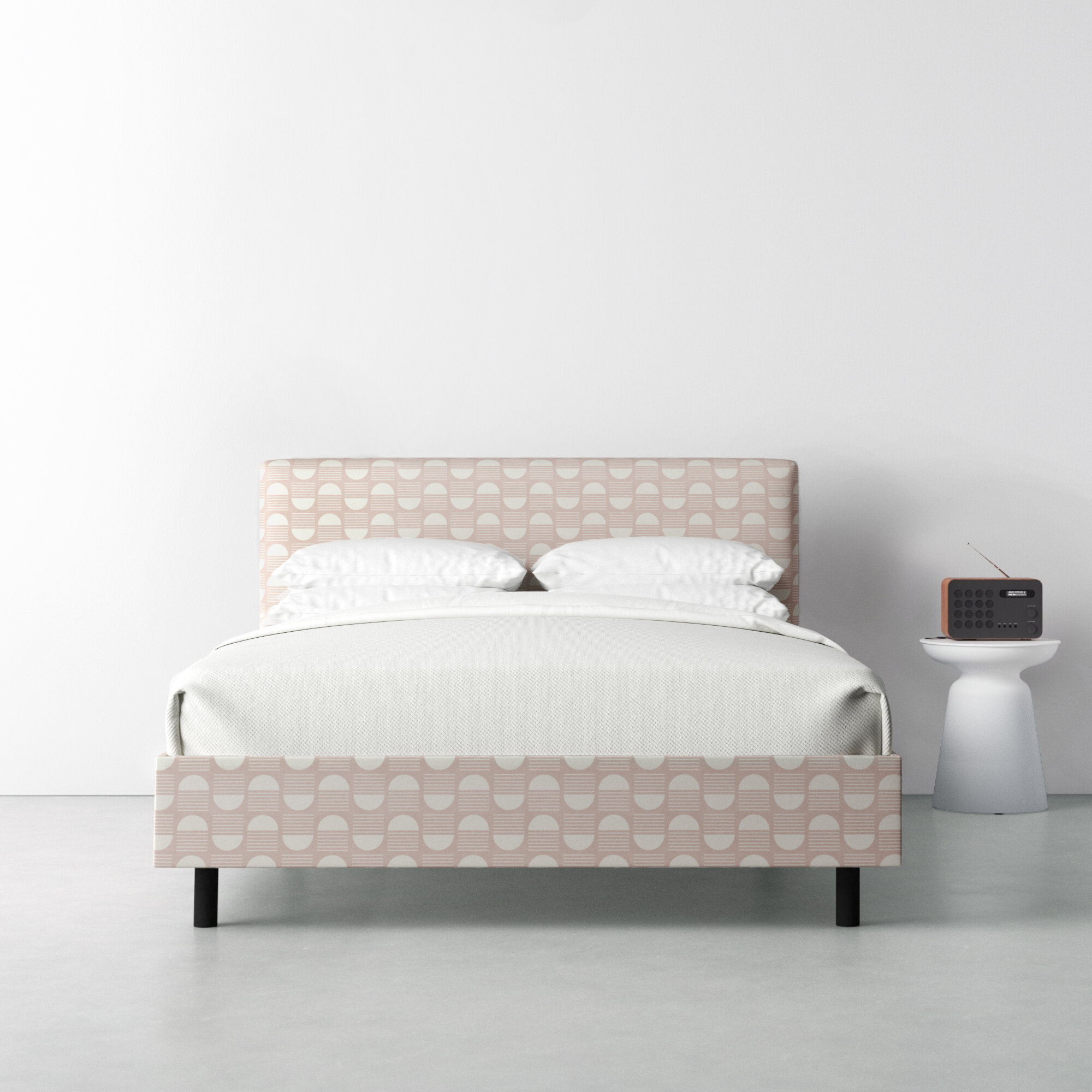 Lazlo Upholstered Bed, California King, Dash Navy, Striped