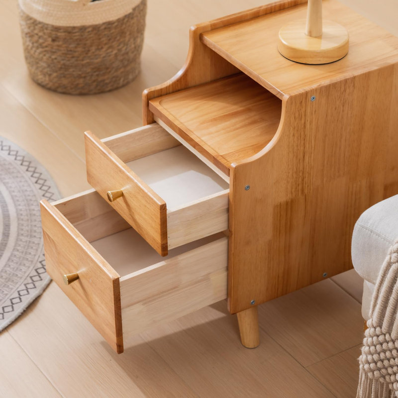 Petite table de chevet en bois massif, table d'appoint étroite pour la chambre à coucher ou le salon, conception peu encombrante