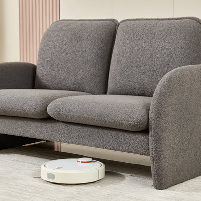 59" Loveseat Sofa Small Sherpa - Upholstered Couch for Living Room Apartment Bedroom