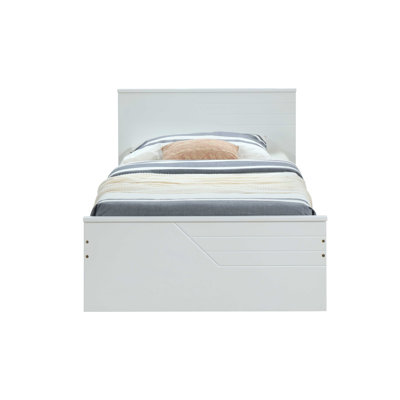 Lit simple en bois massif blanc 77 po x 41 po x 32 po