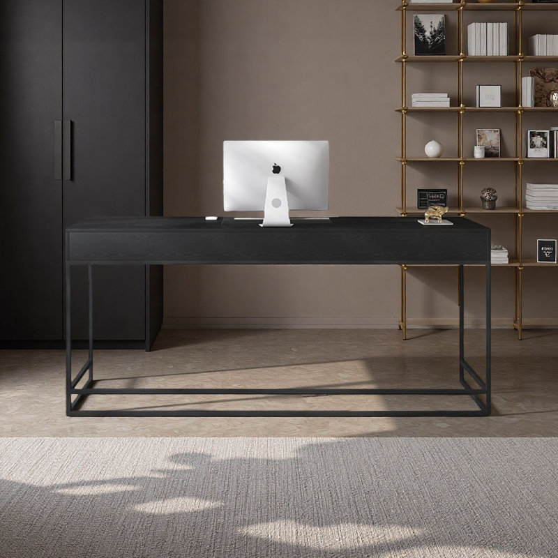 Bureau minimaliste moderne italien avec bois de frêne, H 29,5 po x l 63 po x P 23,6 po