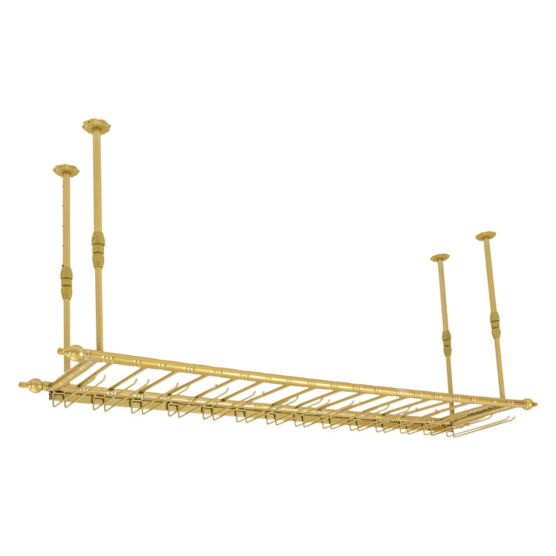 Blondsville 59" Adjustable Hanging Glass Wine Rack, Champagne
