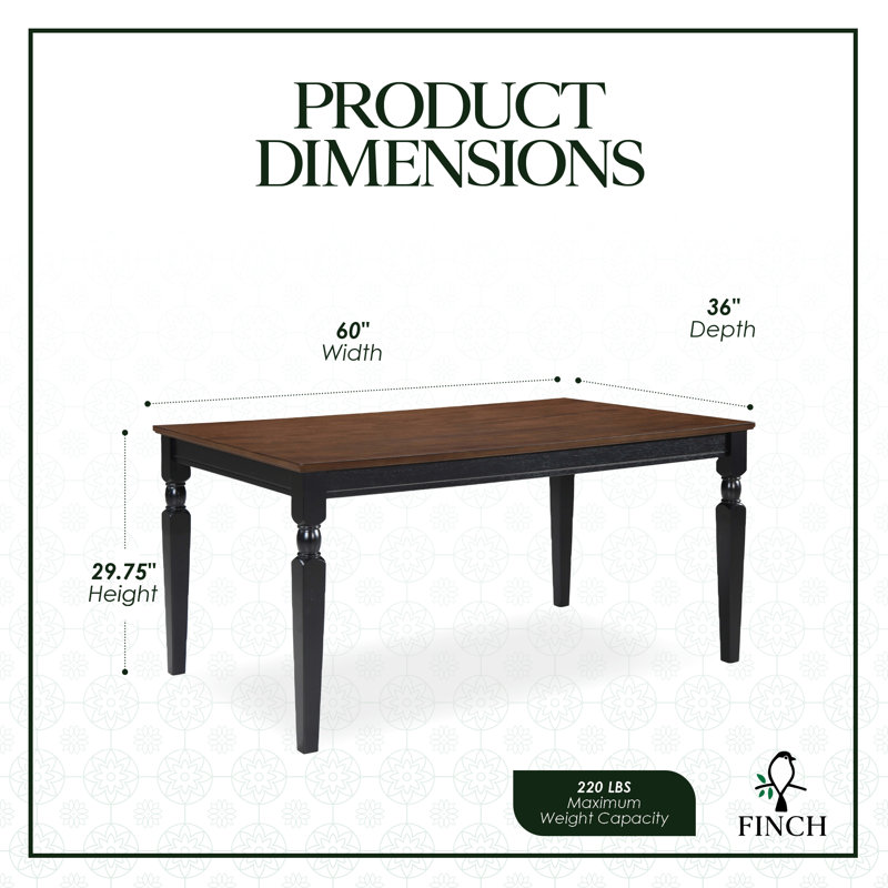 Table de salle à manger de style campagnard 60 pouces Provence Mercie, Noir