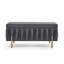 Banc de rangement en velours avec placage en bois de cèdre-607485848