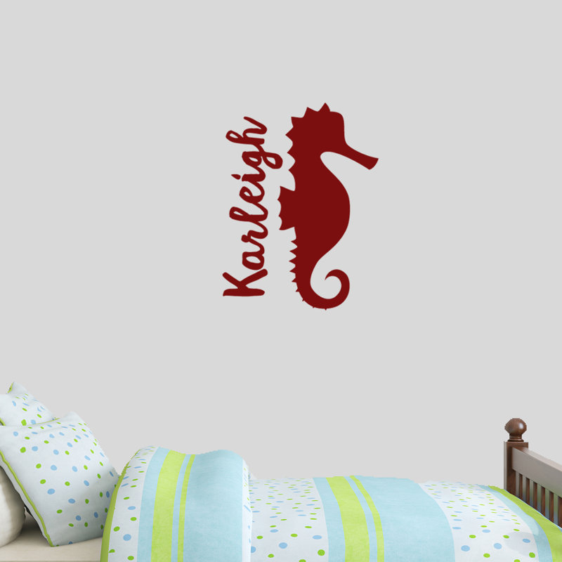 Décalcomanie murale personnalisée hippocampe name, Canneberge, Oui