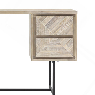 Bureau 2 tiroirs en bois d'acacia naturel