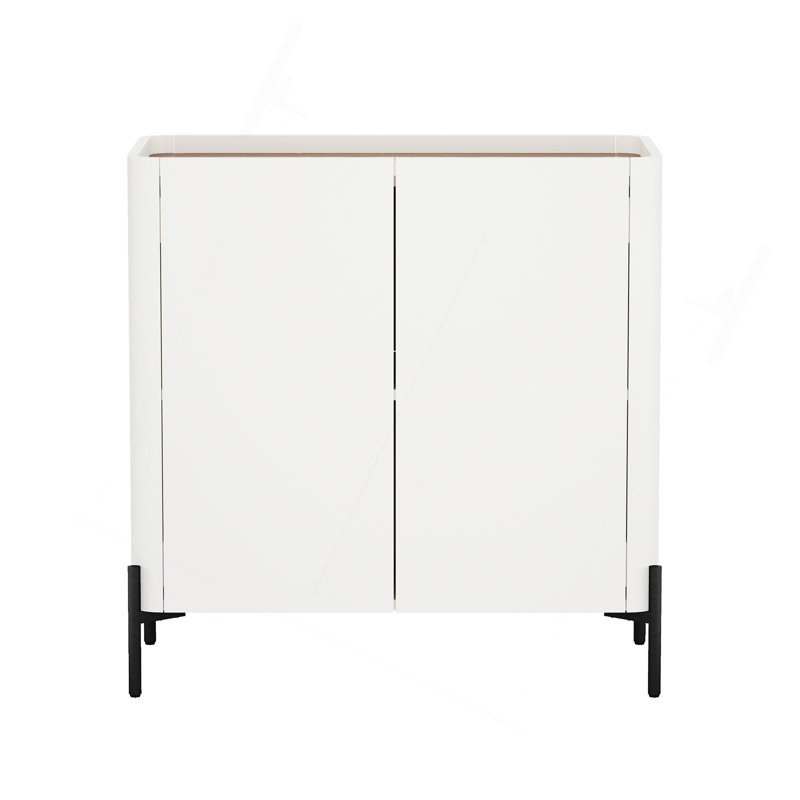 Abbey 32" Modern Accent Cabinet with Adjustable Shelves and Metal Legs in Maple and Off White, Maple/Off white