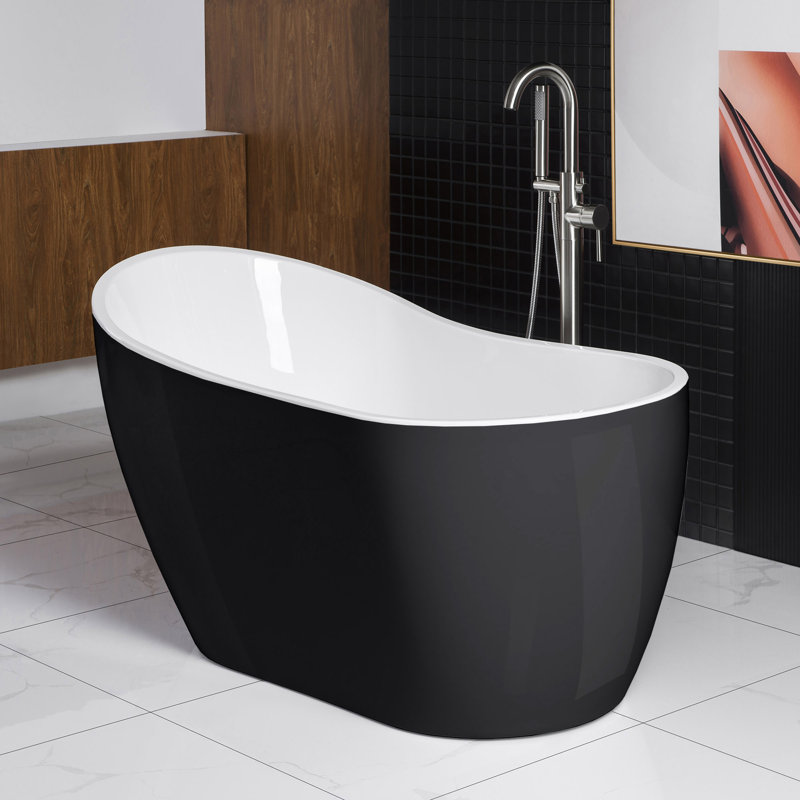 Aether 54'' x 28.37'' Soaking Acrylic Bathtub, Brushed Nickel