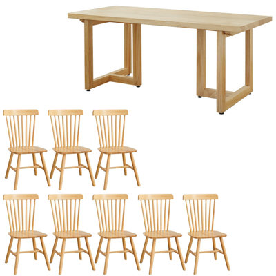 Ensemble de table de salle à manger en bois massif de style nordique
