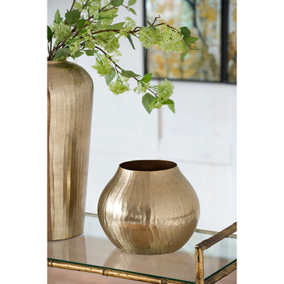 Aluminum Chisel Flower Vase, Gold