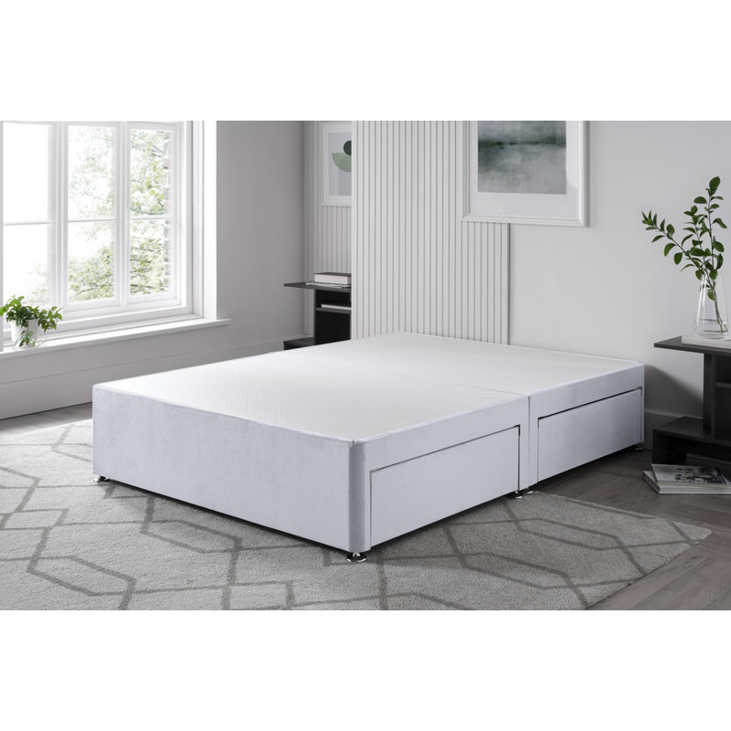 Plush Divan Bed Base, Left Side Drawers, Kingsize (5'), White