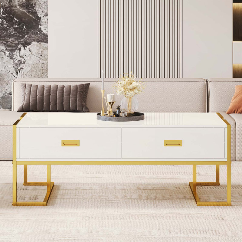Table basse rectangulaire pour un rangement élégant, Blanc