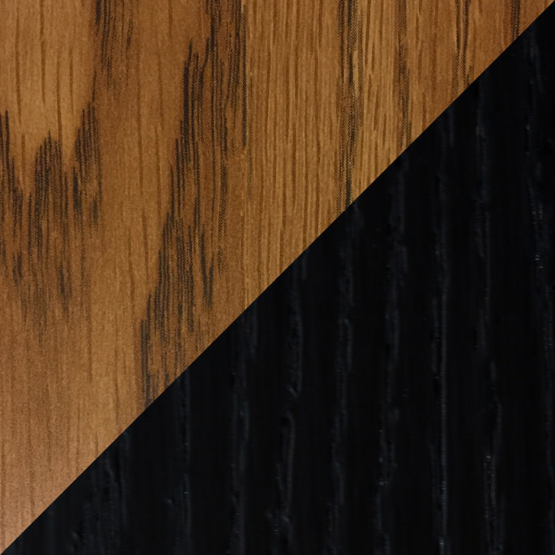 Bathroom Storage Container, Black/Medium Oak Finish, Square Opening