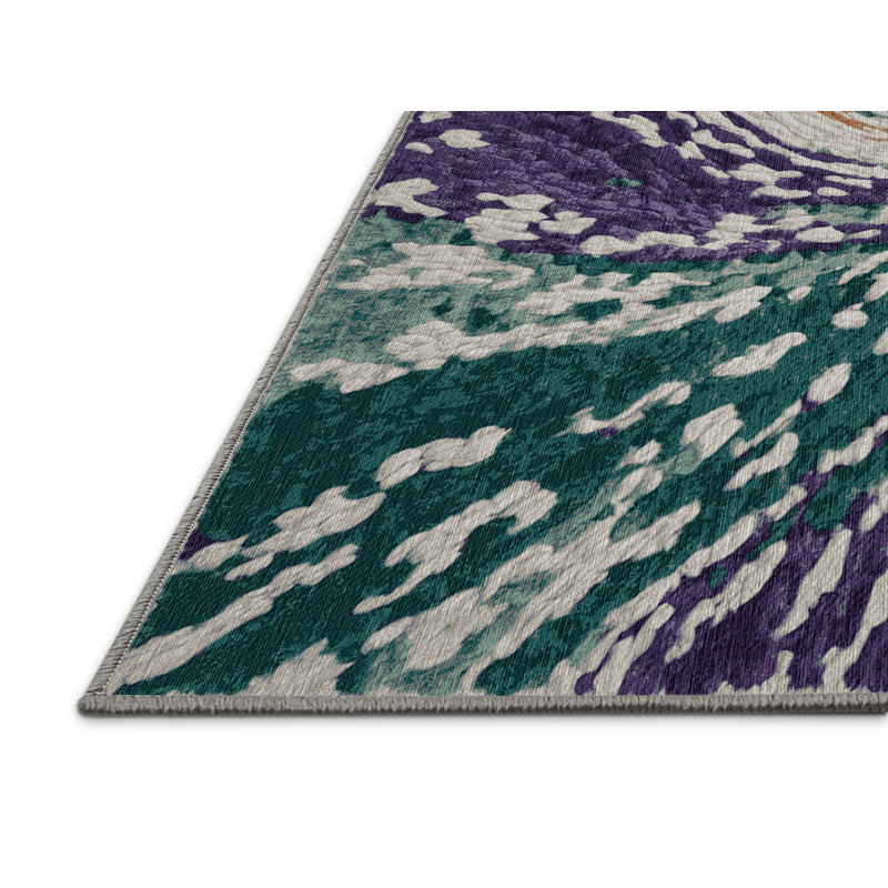 Machine Washable Gray Area Rug, Rectangle 5' x 7'