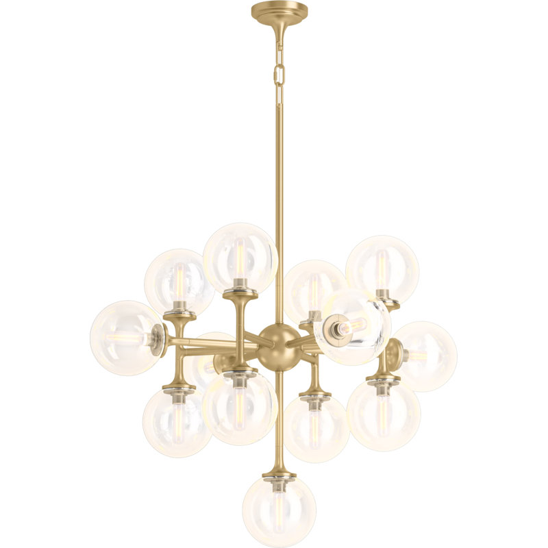 Lustre 13 lumières Bellera, Laiton brossé moderne