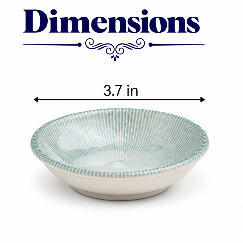 Paros-Aqua Assiette ronde miniature creuse en porcelaine de qualité supérieure, 3.7x3.7x0.94"