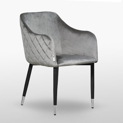 Holdenville Modern Velvet Dining Chair - Ergonomic Button Back with Metal Legs