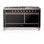 Cuisinière à double combustible 60 pouces avec 7 brûleurs scellés et plaque chauffante Majestic III Series en noir brillant (gaz naturel, garniture en cuivre)