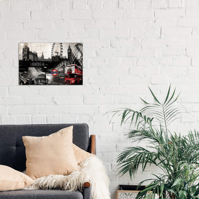 London - Print on Canvas, White Floater Framed, 66.04 cm H x 45.72 cm W