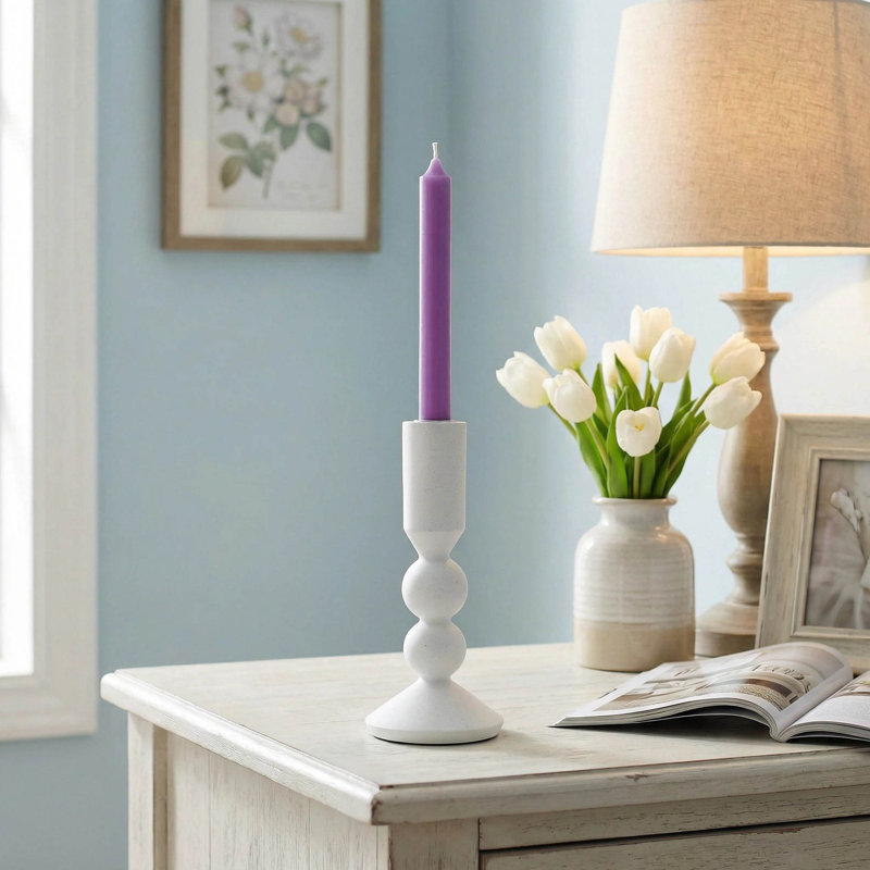 Resin matte  white  Cylinder candleholder with golden speckles home decorative accent candlestick not included candles