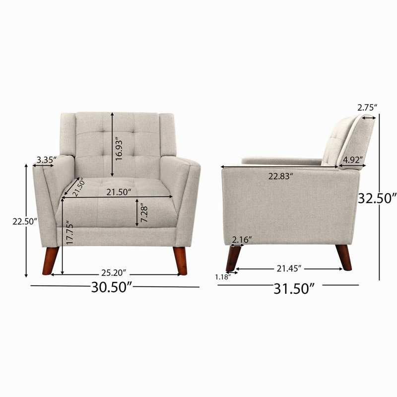 Fauteuil Mid-Century moderne, Beige