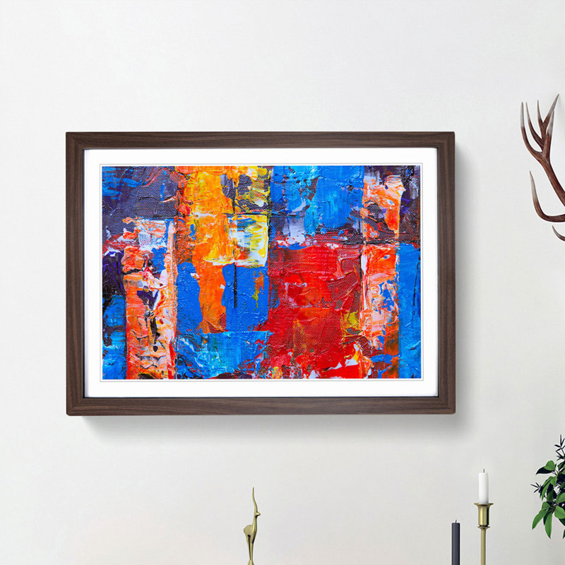 Abstract Art Painting Vol.328 by S.Johnson - Picture Frame Painting Print, Walnut Framed, 48cm H x 65cm W x 2cm D
