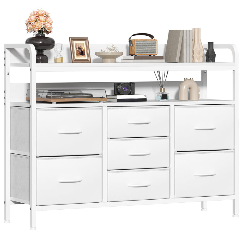 Metal 30cm W 7 - Drawer Chest of Drawers, White