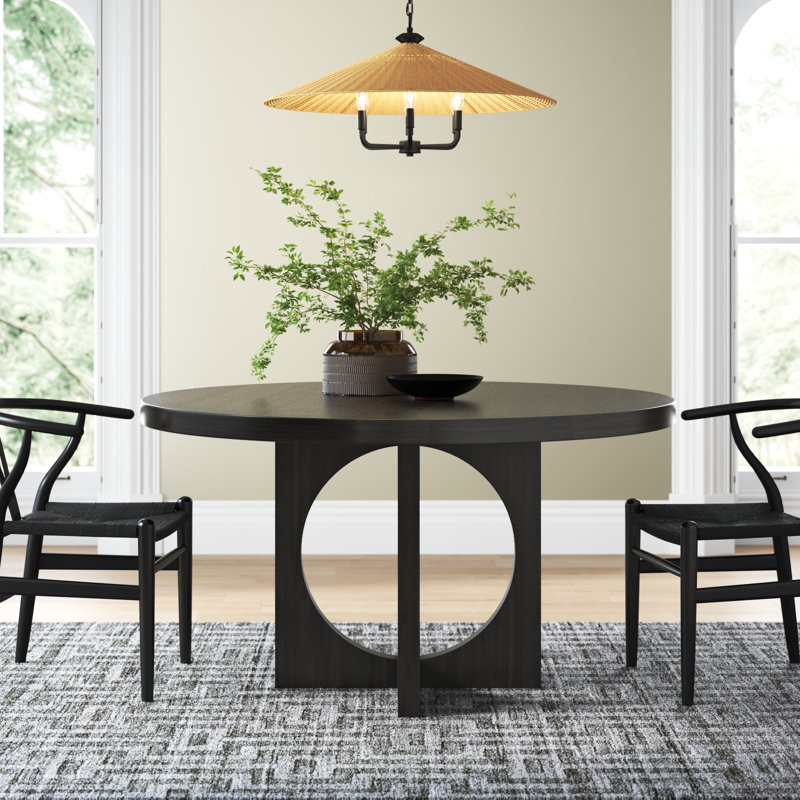 Round Solid Wood Dining Table, Black