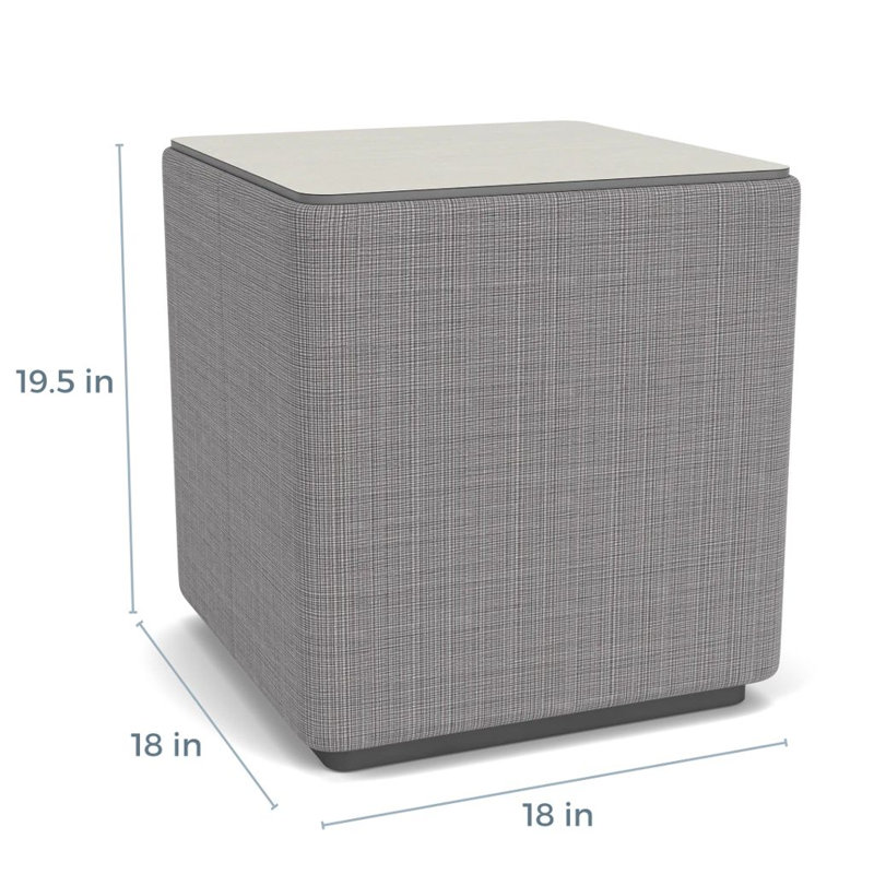 Darsey Lounge End Table With Laminate Top, 20", Charcoal;Chambray Grey, White Twill
